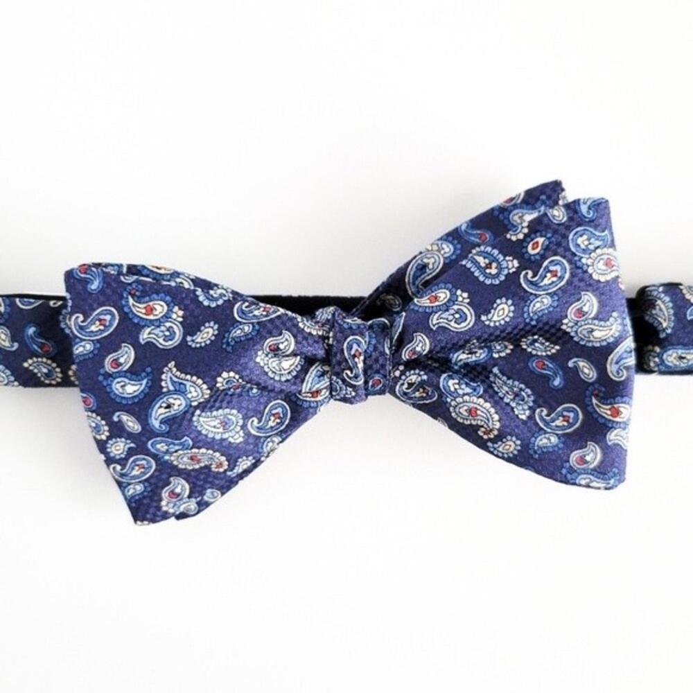 NEW Eton Bow Tie Italian Silk Paisley Pattern Blue Red Tan White Mens